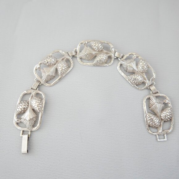 Vintage Danecraft Sterling Silver Pinecone Bracelet - Picture 1 of 10